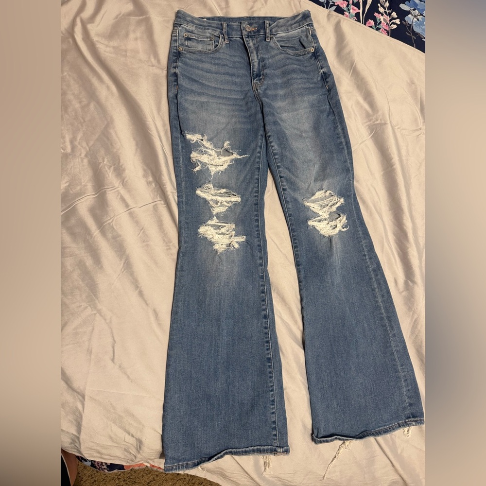 American Eagle Outfitters Blue Flare Wide Leg Jeans